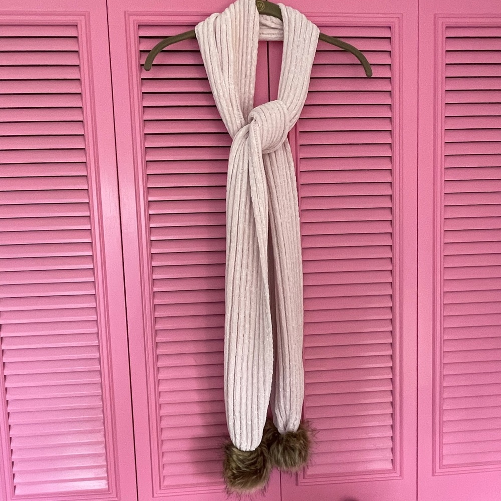 Faux fur pom pom scarf